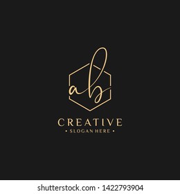 Letter Ab Logo. Initial Letter Design Vector Luxury Colors