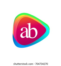Letter AB logo in triangle shape and colorful background, letter combination logo design for company identity.