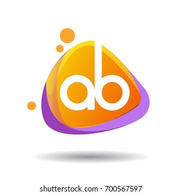 Letter AB logo in triangle splash and colorful background, letter combination logo design for creative industry, web, business and company.