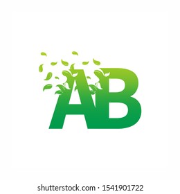 Letter AB Nature Leaf Logo Design Vector