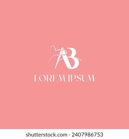 letter ab needle logo for tailor, embroider, textile, fashion