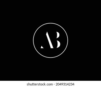 Letra AB logotipo de espacio negativo con círculo blanco