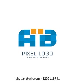 Letter AB Pixel Logo Design Template. Alphabet Pixel motion Logo.