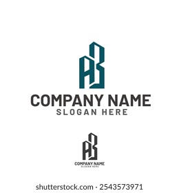 letter AB real estate logo design on green