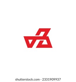 letter ab red line geometric logo vector 