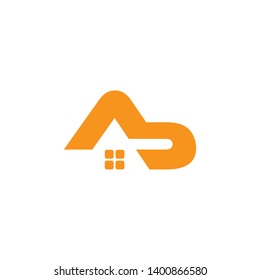 letter ab simple geometric home logo vector