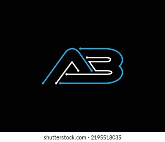 Logo-Konzept von Letter AB Technology and Network Connection Circuits Design Technology, Digital Interfaces und Digital Network Vector Template.