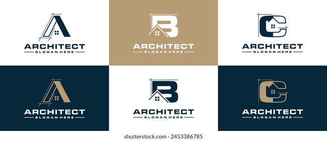 Letter A,B,C architect vector logo design