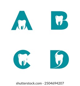 Letra ABCD logo dental. PLANTILLA del logotipo dental de ABCD