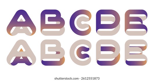 Letter ABCDE 3d logo design vector icon symbol template