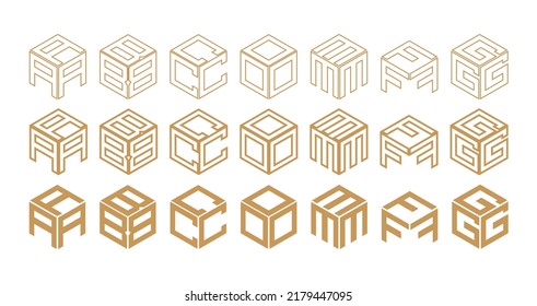 ABCDEFG Cube Logo Vektor Symbol Vorlage. Baugewerbe. Gebäude. Haus. Zuhause. 3D-Kubus