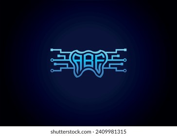 Letra ABE Vector de tecnología moderna Monograma Forma de cuidado dental Logotipo