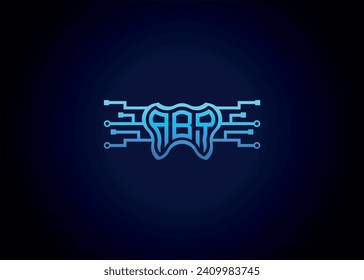 Carta ABQ Tecnología moderna Vector Monograma Forma de cuidado dental Logotipo