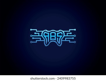 Letter ABS Modern Technology Vector Monogram Dental care shape Logo.