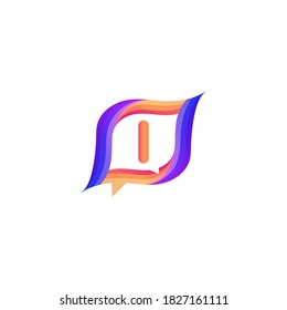 i letter abstract colorful on rectangle chat icon logo