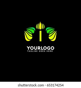 I Letter Abstract Flower Resort Spa Logo icon, Isolated in Black Background
