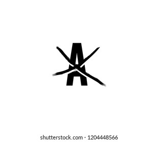 Letter A Abstract Grunge Stroke Cross Mark Logo