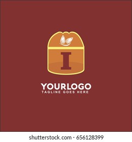 I letter abstract illustration logo. Vector nut, almond, walnut, peanut, pistachio and hazelnut. 