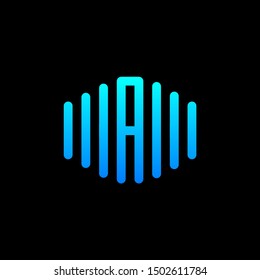 letter A abstract for information technology and digital. minimalist sound music equalizer icon. audio logotype Unique and simple element. -vector