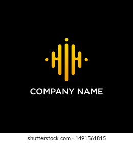 letter I abstract for information technology. minimalistic letter HWH sound music equalizer icon. Vector audio logotype vector
