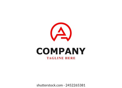 letra un abstracto dentro del logotipo del círculo rojo
