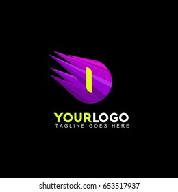 I letter abstract logo design template. Dynamic vector unusual line font. Universal fast speed fire moving water quick energy drop icon symbol mark.