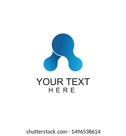 Letter A abstract metaball vector logo with gradient blue color