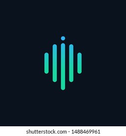 letter I abstract minimalistic sound music equalizer icon. Vector audio logotype.
musical instrument, - vector