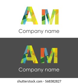 AM letter abstract mosaic shape icon colorful