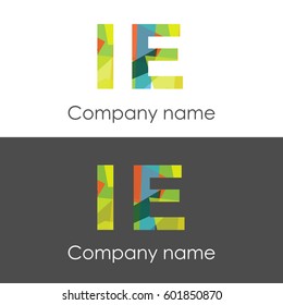 IE letter abstract mosaic shape icon colorful