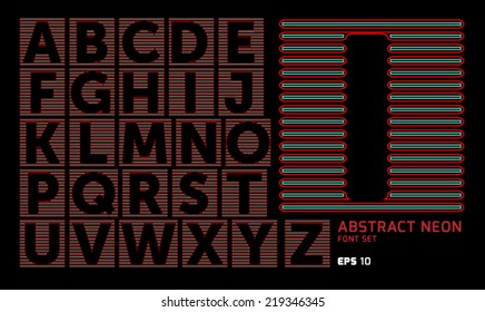 Letter I - abstract neon font with optical illusion
