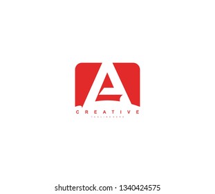 Letter A with Abstract Red Color Shape Modern Cutting Edge Stylish Logo