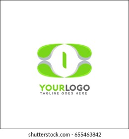 I letter abstract round tech logo design template. Vector green sport creative symbol.