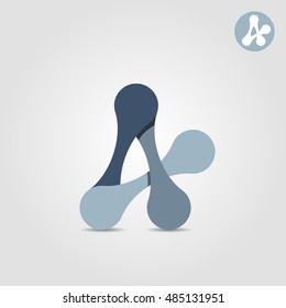 A letter abstract shape, connection concept, 2d vector illustration, on grey background, eps 10