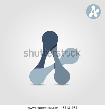 A letter abstract shape, connection concept, 2d vector illustration, on grey background, eps 10