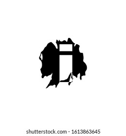 Letter I Abstract Splatter logo icon. Monogram vector design black ink water color shape with hidden letter.