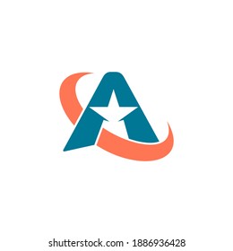 Letter A abstract with a swoosh