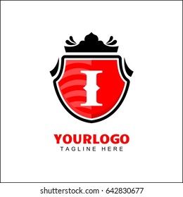 I letter. Abstract symbol of shield. Shield icon. Security company logo. Abstract symbol of security. 
