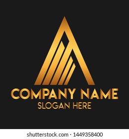 A letter, Abstract vector logo design. Golden shape and monochromatic one. Abstract emblem, design concept, logo, logotype element for template. Eps 10