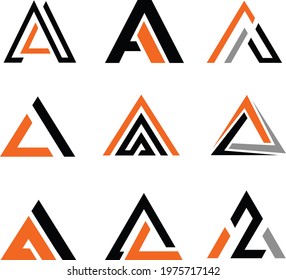 Letter A abstract vector logo Design Set, letter A shape Logo Design
