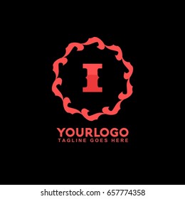 I Letter Abstract vector logo template concept illustration. Circle Flag business sign. Flame fire icon. Gas insignia. Design element.