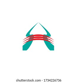 Letter A abstract wave logo template