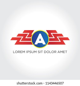 Letter A and the abstract wings logo design.