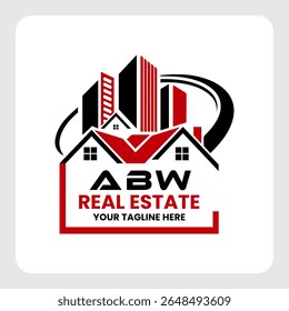 Letter ABW building vector, ABW initial construction. ABW real estate. Home letter logo design, ABW real estate Logo , Style home logo
