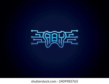 Letter ABY Modern Technology Vector Monogram Dental care shape Logo.