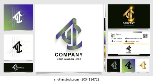 Letter AC oder AC1-Monogramm-Logo-Vorlage mit Visitenkartendesign