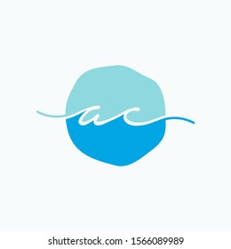 Letter AC or A C  with circle handwriting concept. handwriting logo of initial signature, wedding, fashion, jewelry, boutique, and botanical with creative template for any company or business - vector