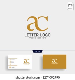 letter ac, ca gold creative logo template with business card