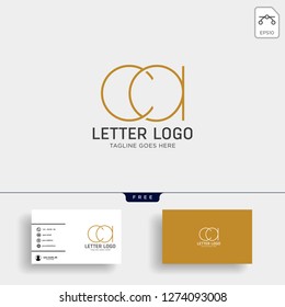 letter ac, ca gold creative logo template with business card
