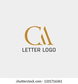letter ac, ca gold creative logo template with business card